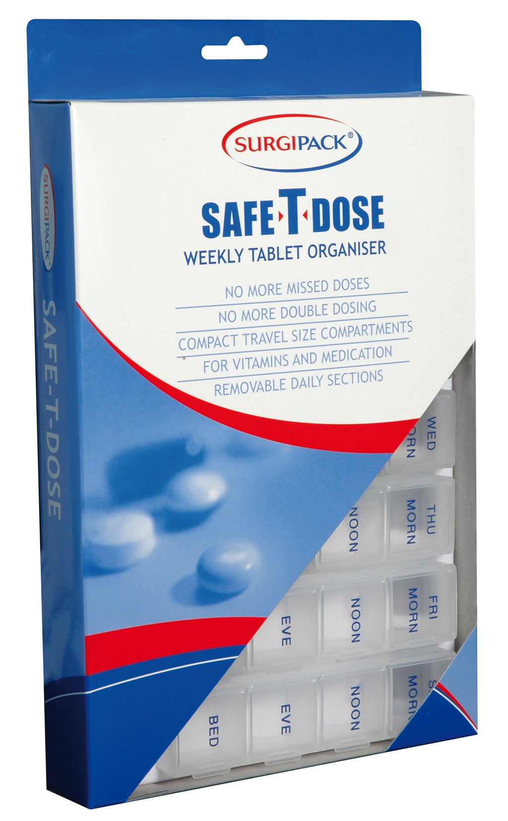 SurgiPack Safe-T-Dose Weekly Tablet Organiser