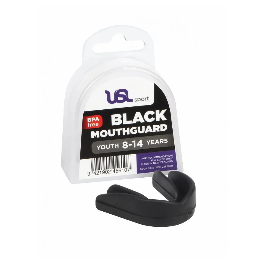USL Sports Mouth Guard Black Youth 8-14 Years