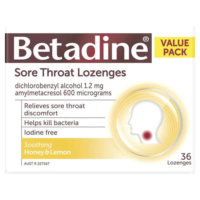 Betadine Lozenges Honey & Lemon 36 Pack