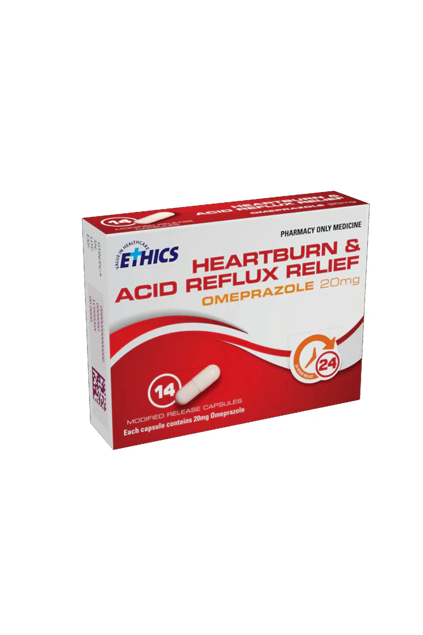 Ethics Heartburn & Acid Reflux Relief Omeprazole 20mg 14 Capsules