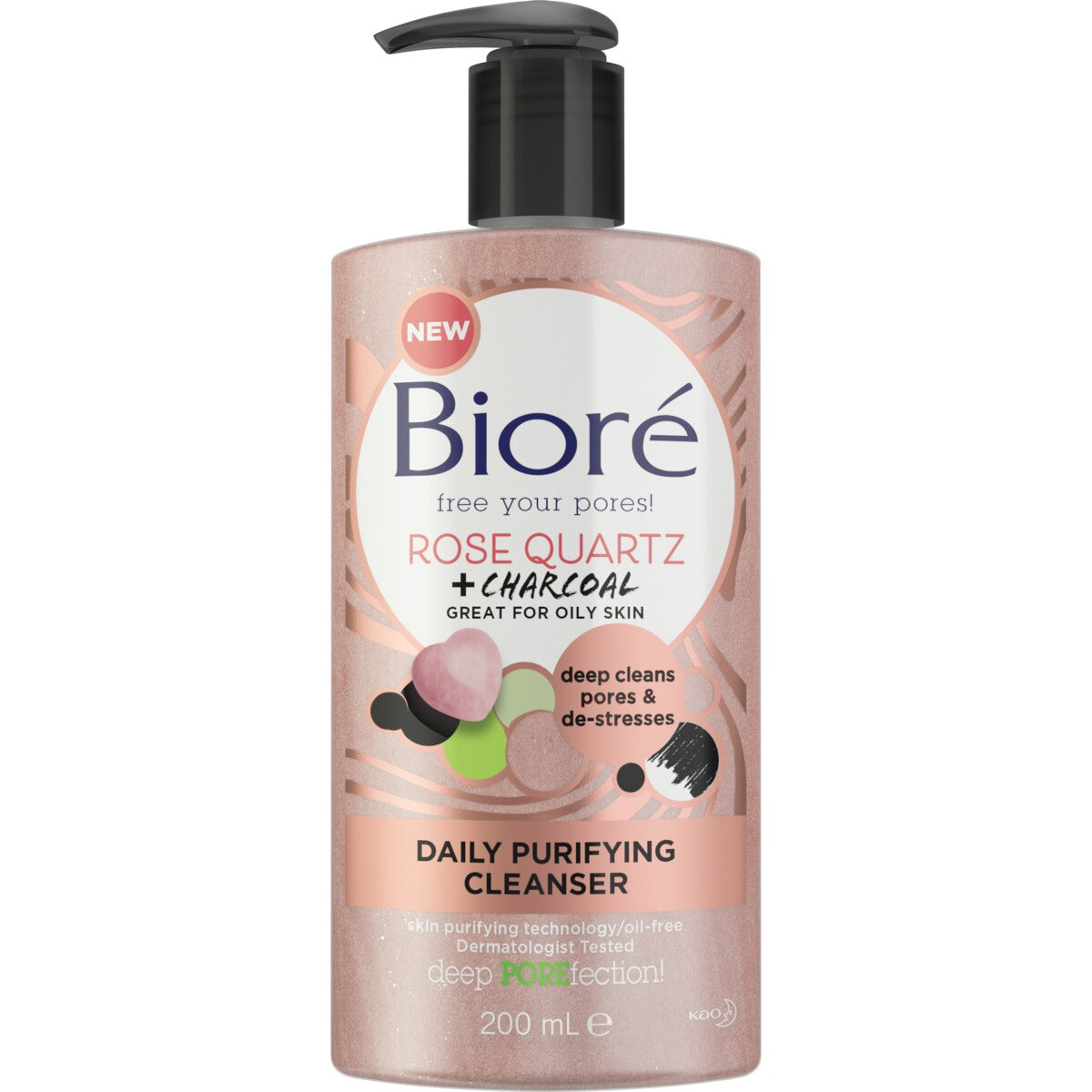 Biore Rose Quartz & Charcoal Daily Cleanser 200mL