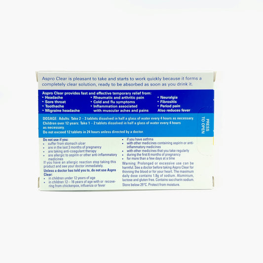 Aspro Clear 300mg 24 Tablets