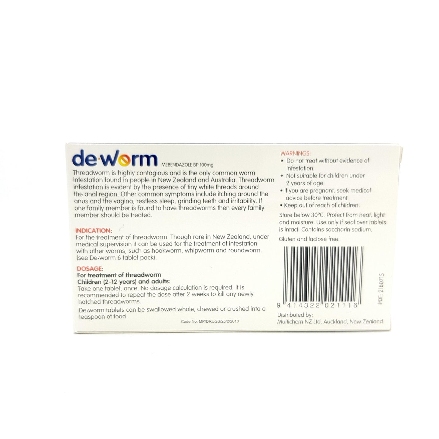 De-Worm Chewable Tablets Orange 2 Tabs