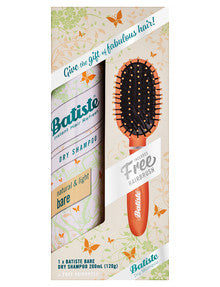 Batiste Bare Dry Shampoo, 200ml with Free Hairbrush, Gift Pack