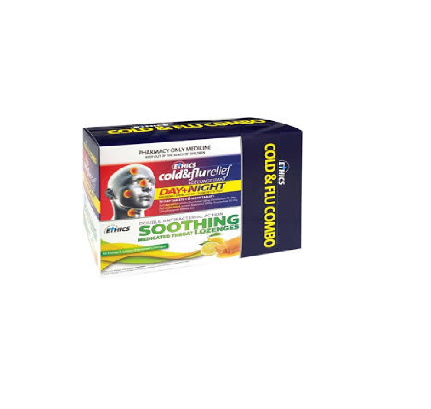 ETHICS Cold Flu Day Night + Sore Throe Lozenges Combo