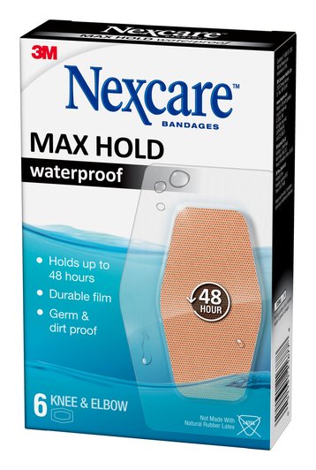 Nexcare Max Hold Water Proof Knee & Elbow Plasters 6 Pack