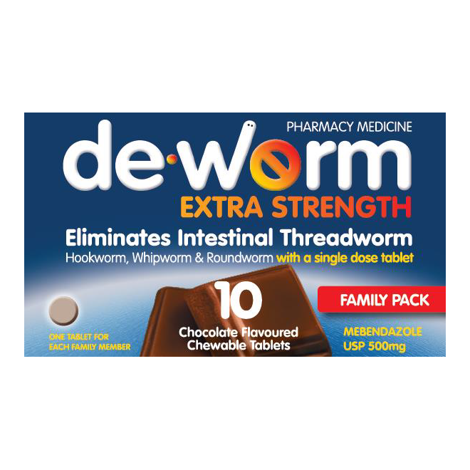 De-Worm Extra Strength 500mg Chocolate Flavoured