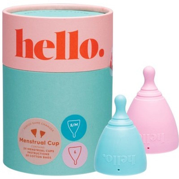 The Hello Cup Menstrual Cup Double Box Blue+Blush S/M + L