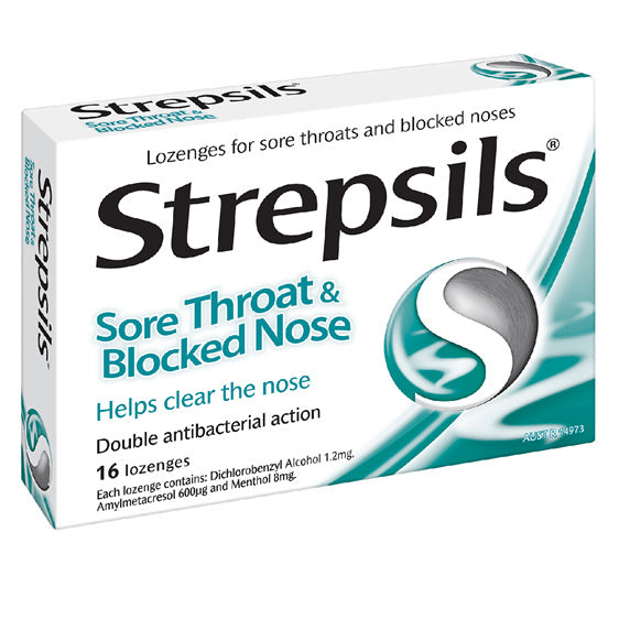 Strepsils Throat and Nose Lozenges 16pk Antibacterial Menthol