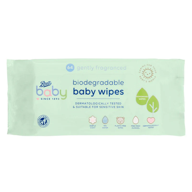 Boots Baby Biodegradable Wipes Fragrance Free 64 Pack