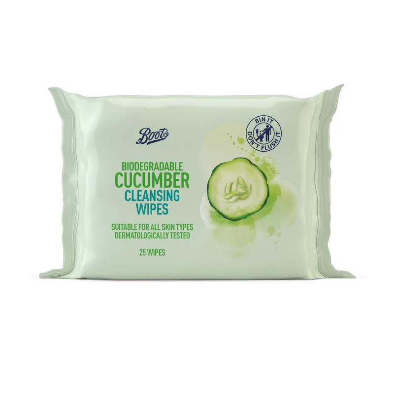 Boots Biodegradable Cucumber Cleansing Wipes 25 Pack