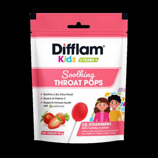 Difflam Kids Soothing Throat Pops Strawberry 10 Pack