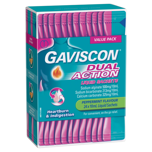 Gaviscon Dual Action Liquid Sachets Peppermint 24 Pack