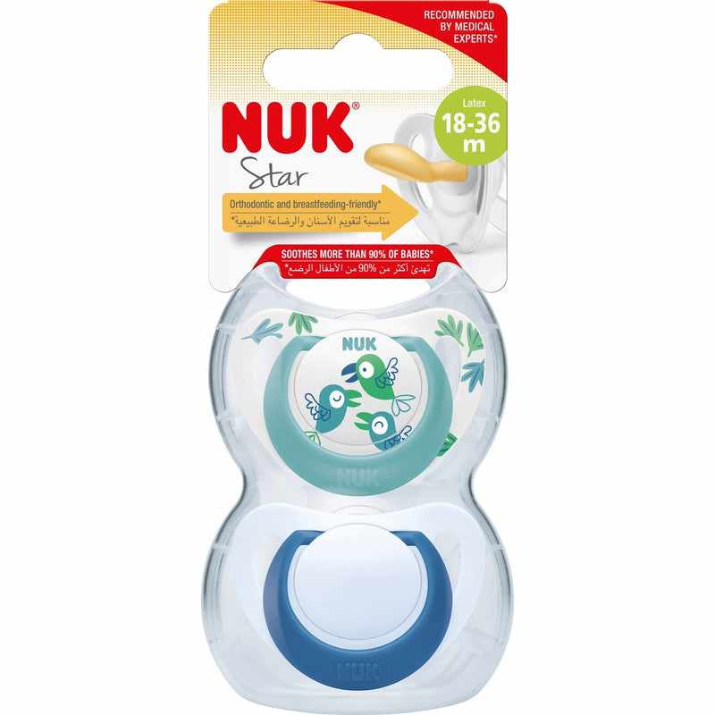 Nuk Star Latex Soother 2 Pack Assorted