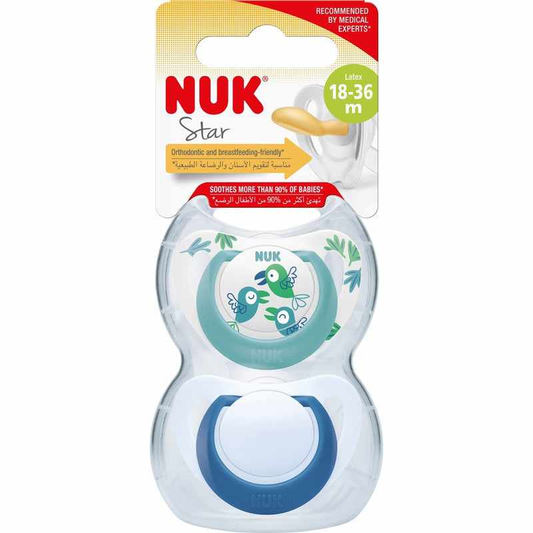 Nuk Star Latex Soother 2 Pack Assorted