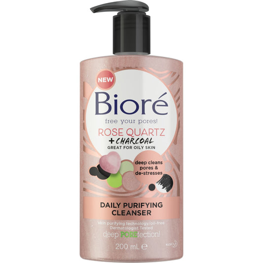 Biore Rose Quartz & Charcoal Daily Cleanser 200mL
