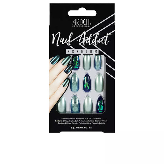 ARDELL NAIL ADDICT green glitter chrome