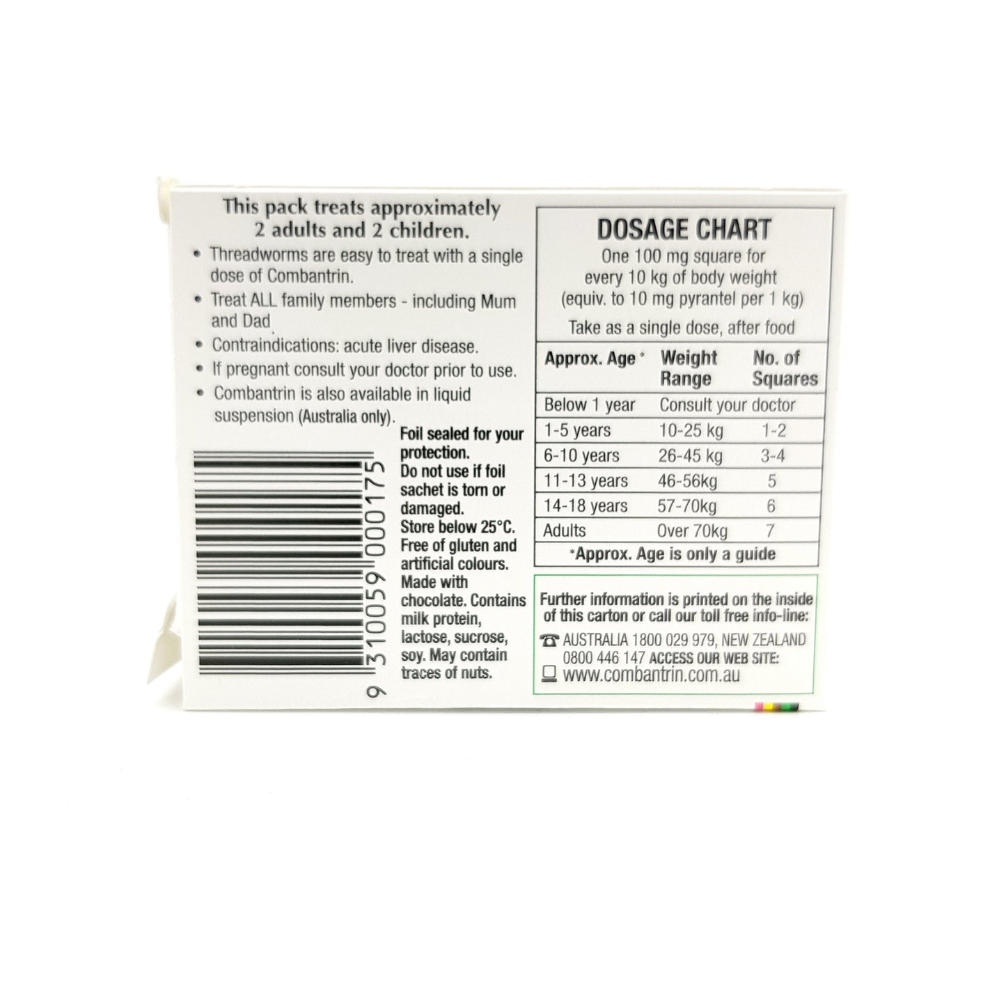 COMBANTRIN Chocolate Squares 24