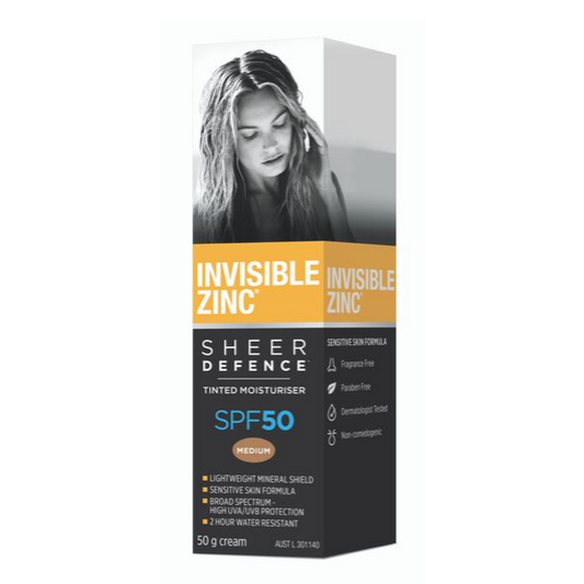 Invisible Zinc Sheer Defence Tinted Moisturiser SPF50 ?€? Medium 50g