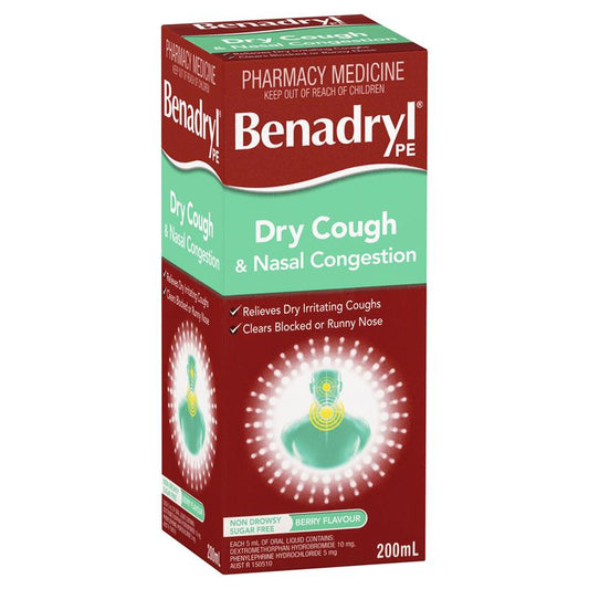Benadryl PE Dry Cough and Nasal Decongestant 200ml