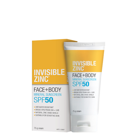 Invisible Zinc Face + Body Sunscreen SPF50 75g