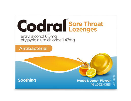 CODRAL Sore Throat Loz Honey/Lem 36