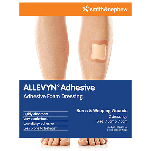 ALLEVYN Adh Waterproof Dresssing 7.5x7.5cm 2/pk