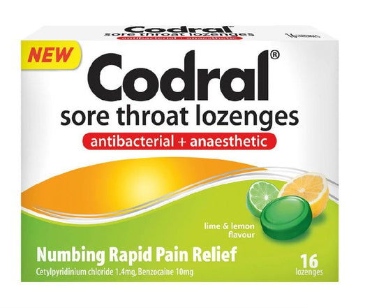 Codral Sore Throat Lozenges Lime Lemon 16