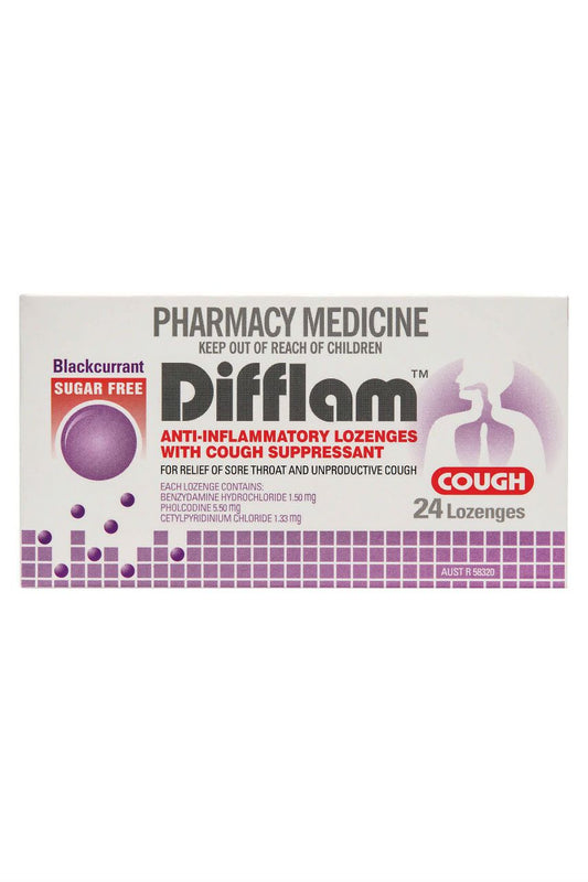 Difflam Cough Sugarfree Lozenges Blackcurrant 24