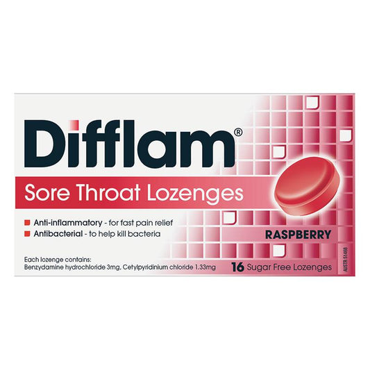 Difflam Sugar Free Raspberry 16 Lozenges
