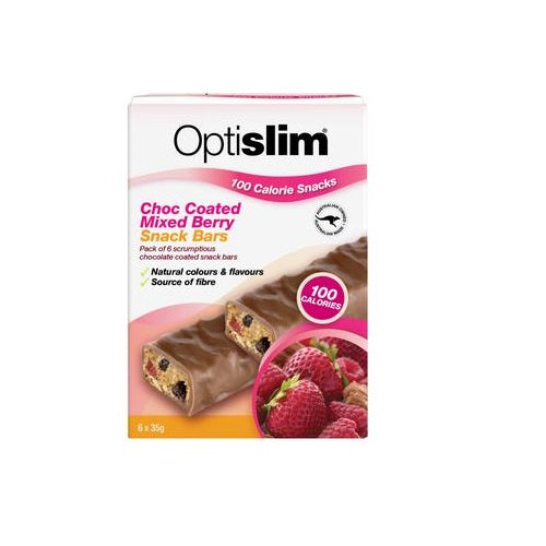 Optislim 100 Calorie Snacks Choc Coated Mixed Berry Bars (6x35g)