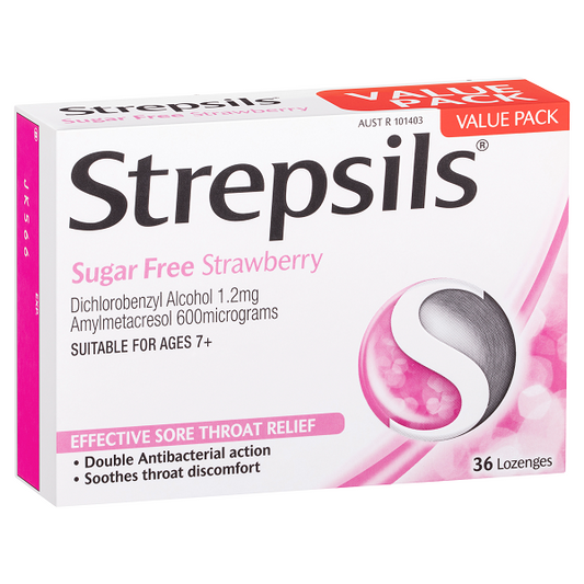 Strepsils Sugar Free Strawberry Lozenges 36s