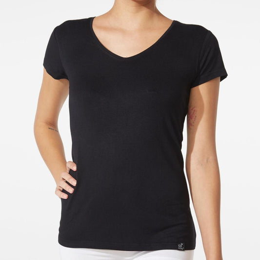 Boody Womens Black V-Neck T-Shirt Medium