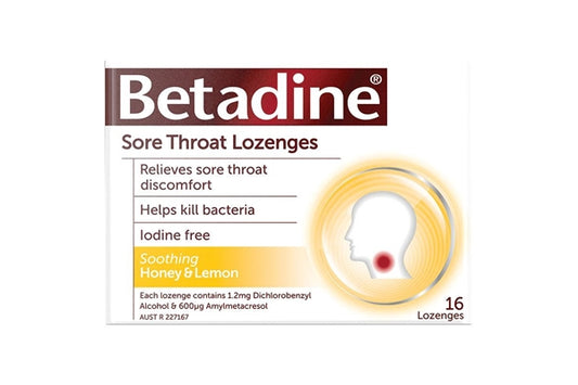 Betadine SORE THROAT Honey & Lemon Lozenges 16