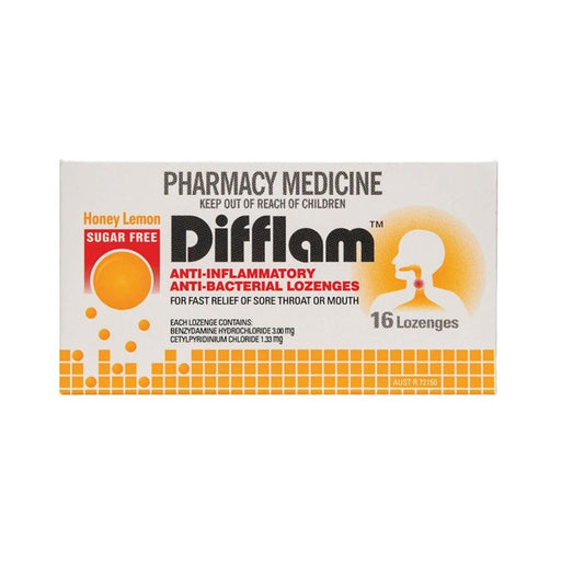 Difflam Lozenges Lemon Honey Sugerfree 16