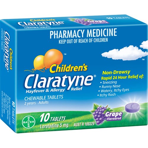 Claratyne Children's Antihistamine Grape Chewable 10s