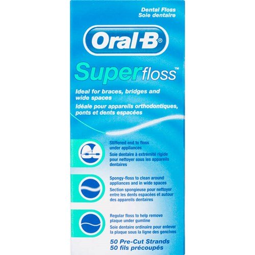 Oral-B Superfloss Dental Floss Pre-Cut Strands 50pk