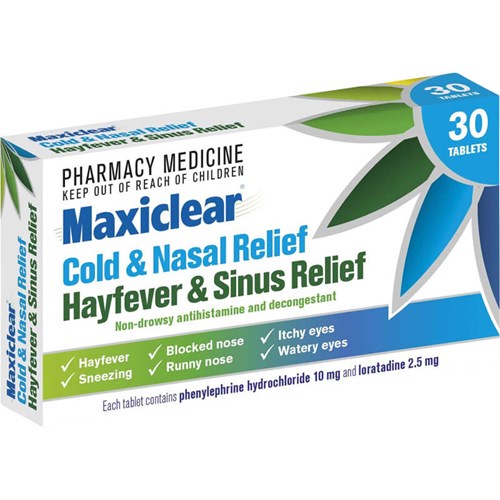 MAXICLEAR Cold & Nasal Relief HayFever & Sinus Relief 30