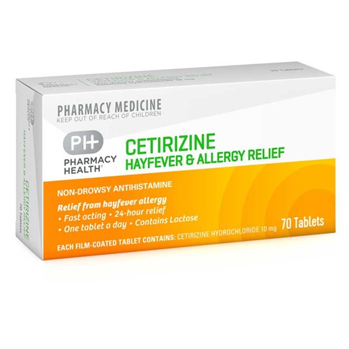 Pharmacy Health Cetirizine Hayfever & Allergy Relief Tablets 70s