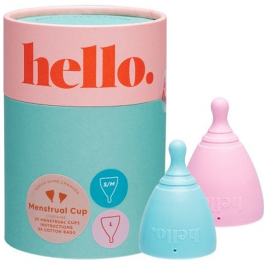 The Hello Cup Menstrual Cup Double Box Blue+Blush S/M + L