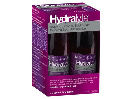 HYDRALYTE Liquid Apple & Blackcurrant 4 x 250ml