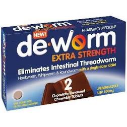 De-Worm 500mg Chocolate 2 Tablets