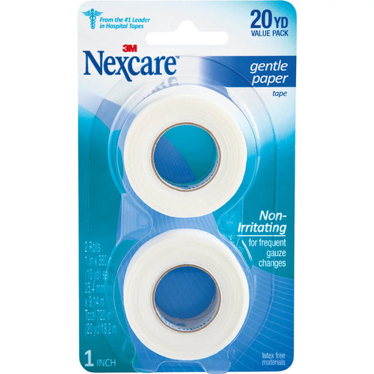Nexcare Gentle Paper Tape 25.4mm x 9.14M Twin Pack