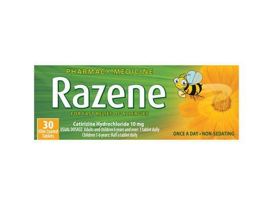 Razene 10mg Antihistamine - 30 Tablets