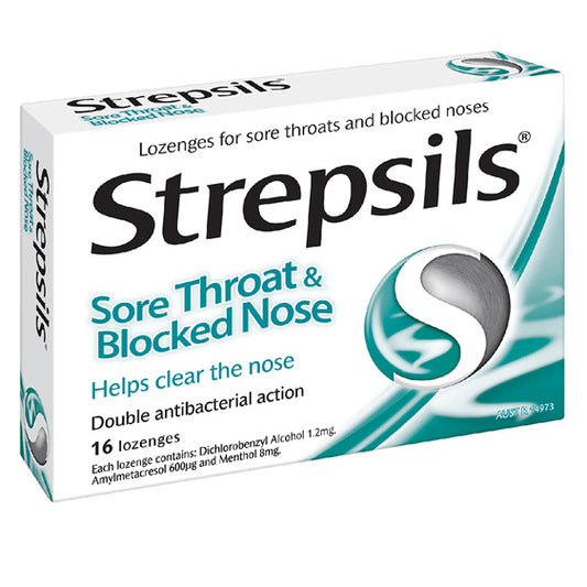 Strepsils Throat and Nose Lozenges 16pk Antibacterial Menthol